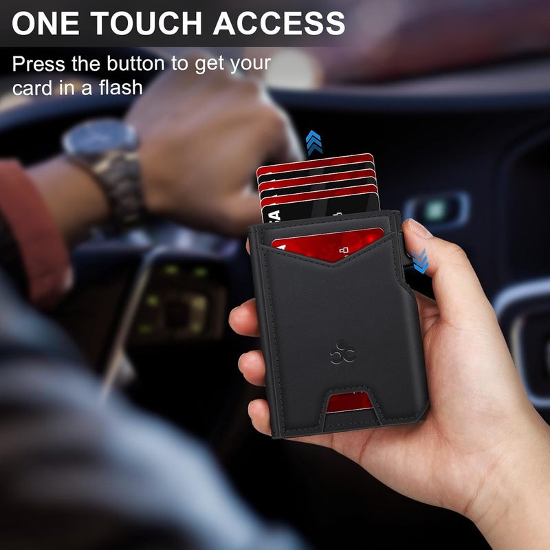 SEMORID محفظة للرجال مع حامل بطاقات رفيع قابل للفتح 9-13 بطاقة، محفظة ذكية مينيمايست RFID مع حجب بطاقات الائتمان مع نافذة هوية وفتحة نقدية قابلة للتمدد، علبة بطاقات معدنية مدمجة من الألمنيوم. - Image 2